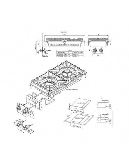 Piano cottura a gas - N. 2 fuochi - cm 40 x 80 x 11 h