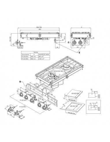 Water cooker -A gas - N. 2 fires - cm 40 x 80 x...