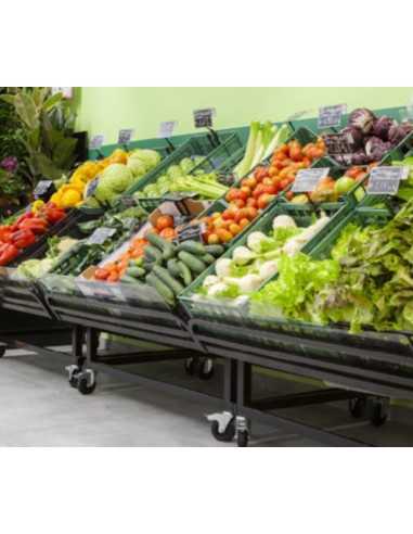 Expositor de frutas y verduras con listones de...