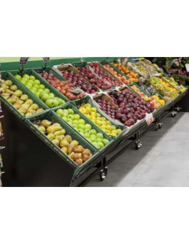 Fruit and vegetable display with wooden slats -...