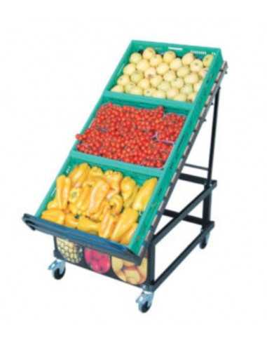 Expositor de frutas y verduras con listones de...