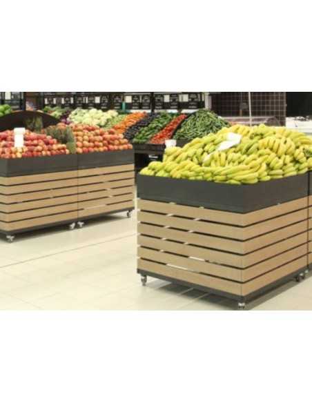 Espositore ortofrutta con vasca dritta e doghe in nobilitato - cm 120 x 80 x 76 h