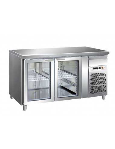 Tabla refrigerada - N. 2 puertas de vidrio - cm 136 x 70 x 86 h