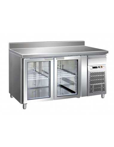 Tabla refrigerada - N. 2 puertas de vidrio - cm 136 x 70 x 86/96 h