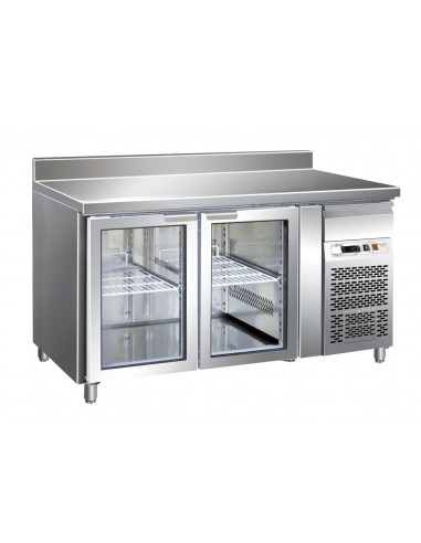 Refrigerated table - N. 2 glass doors - cm 136 x 70 x 86/96 h