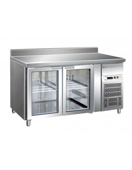 Refrigerated table - N. 2 glass doors - cm 136 x 70 x 86/96 h