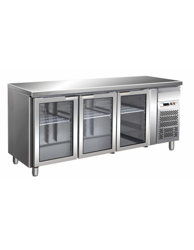 Refrigerated table - N. 3 glass doors - cm 179.5 x 70 x 86 h