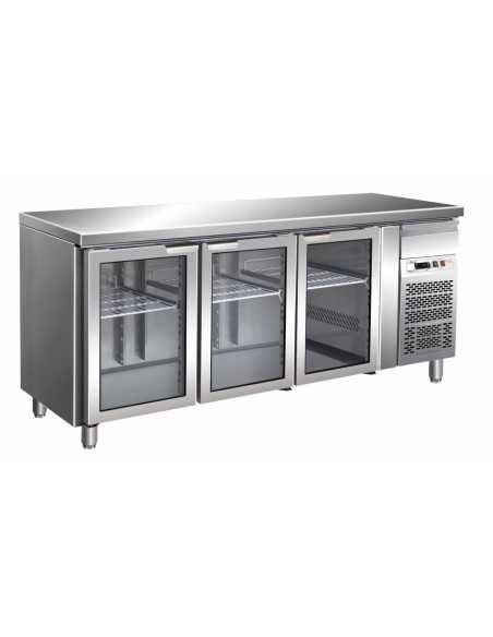 Mesa refrigerada - N. 3 puertas de cristal - cm 179.5 x 70 x 86 h