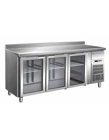 Tabla refrigerada - N. 3 puertas de vidrio - cm 179.5 x 70 x 86/96 h