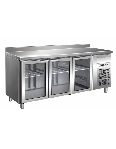 Refrigerated table - N. 3 glass doors - cm 179.5 x 70 x 86/96 h