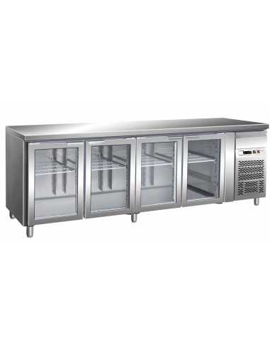 Tabla refrigerada - N. 4 puertas de vidrio - cm 223x 70 x 86 h