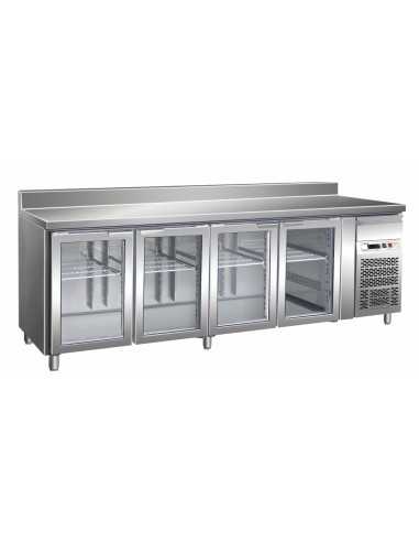 Tabla refrigerada - N. 4 puertas de vidrio - cm 223x 70 x 86/96 h