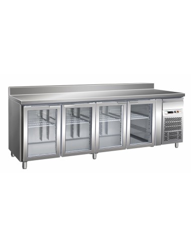 Refrigerated table - N. 4 glass doors - cm 223x 70 x 86/96 h