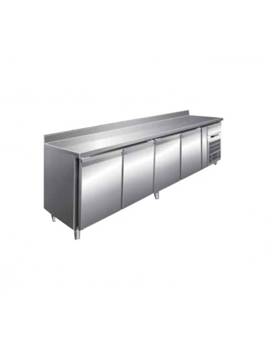 Tavolo refrigerato - N. 4 porte - Alzatina - cm 223 x 60 x 86/96 h