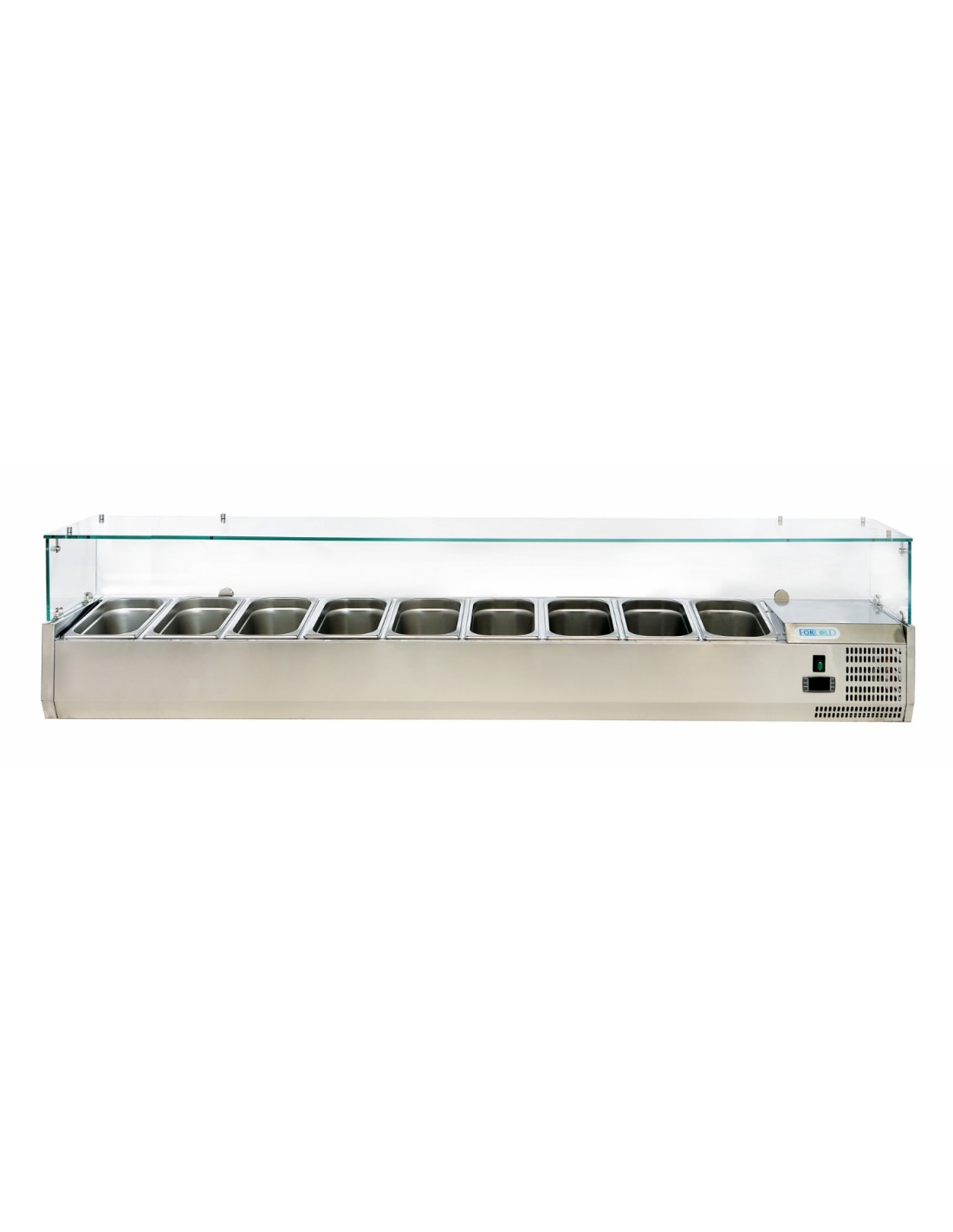 Showcase door ingredients - capacity basins n. 9 gn 1/3 - glass lift - size cm 200 x 39.3 x 43.5 h