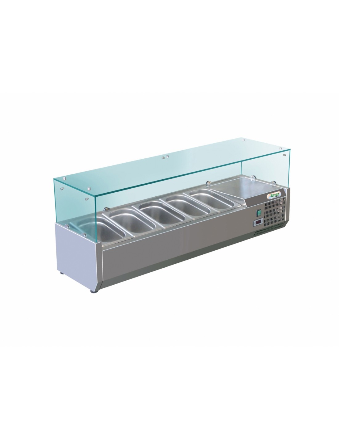 Vitrina refrigerada estante para ingredientes - Estático - Capacidad 4 bandejas GN 1/3 + 1 GN 1/2 - cm 140 x 38 x 44,5h