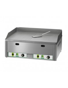 Fry top a gas 1/2 liscio 1/2 rigato cromato da cm 65 x 48