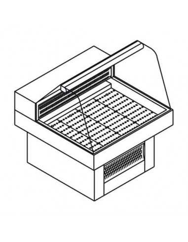 Espositore refrigerato - Pesce - Vetro curvo - cm 100 x 100 x 119.5