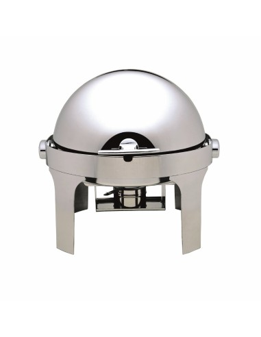 Chafing dish round - with roll cover top 180° - polished stainless steel - alcohol burners - cm 50 x 52 x 45h