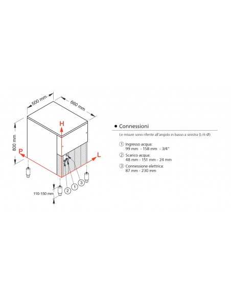Fabricador de hielo - Producción kg 85/24 h - cm 50 x 66 x 80 h