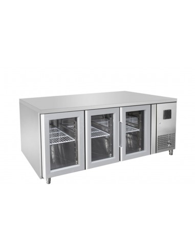 Refrigerated table - N. 3 glass doors - Tropicalized - cm 179.5 x 70 x 85 h
