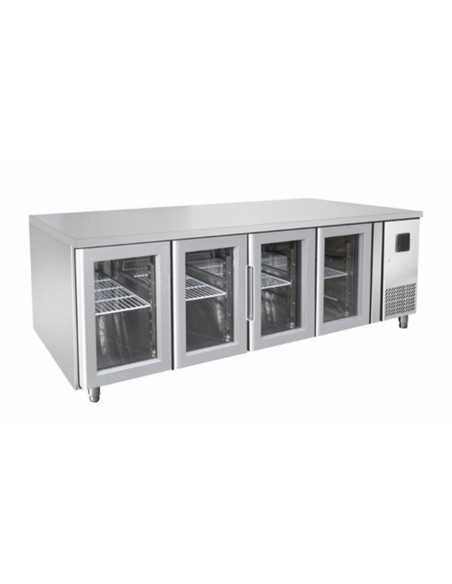 Tavolo refrigerato 4 porte vetro - Tropicalizzato - cm 223 x 70 x 85 h Tavolo refrigerato 4 porte vetro - Tropicalizzato - cm 223 x 70 x 85 h