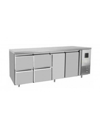 Refrigerated table - N. 2 doors - N. 4 drawers - Tropicalized - cm 223 x 70 x 85 h