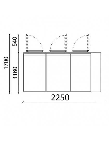 Refrigerated waste box - N. 3 x 120/240 Lt. - Remote motor - cm 225 x 87.5 x 128 h