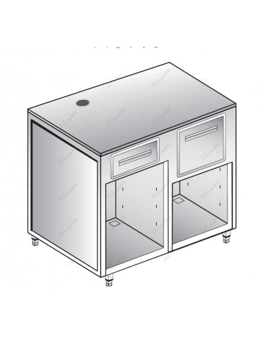 Coffee machine - Stainless steel 18/10 - 1 neutral drawer and 1 coffee mower - cm 100 x 55 x 90 h