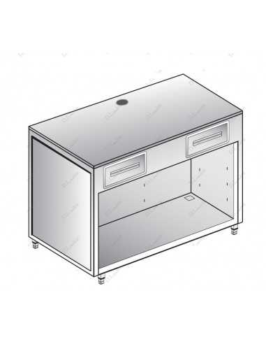 Coffee machine - Stainless steel - 1 neutral drawer and 1 coffee background - cm 125 x 55 x 90 h