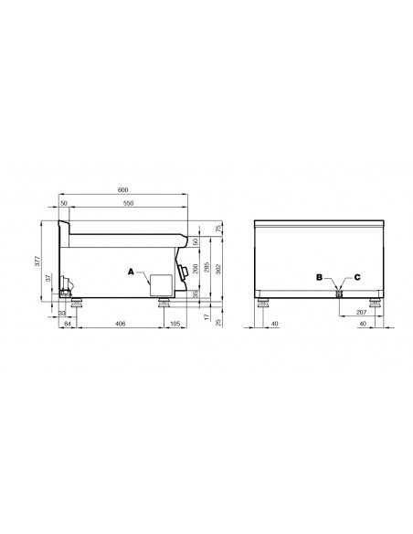 Professional Electric Fryer - Capacity 10+10 liters - cm 60 x 60 x 28 h