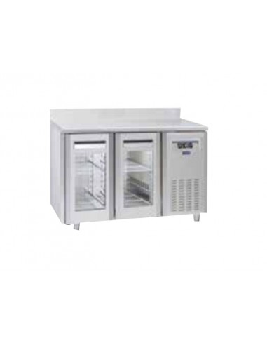 Refrigerated table - Tropicalized - No group - N. 2 glass doors - Alzatina - cm 138 x 70 x 95h