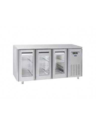 Tavolo refrigerato - Tropicalizzato - Senza Gruppo - N. 3 porte vetro - cm 181.5 x 70 x 85h