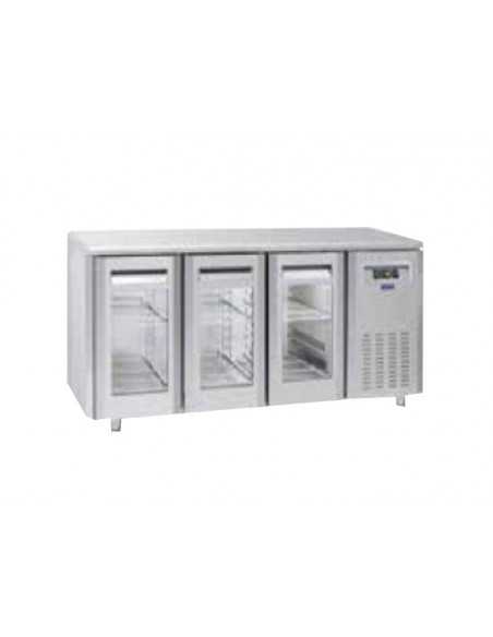 Refrigerated table - Tropicalized - Groupless - N. 3 glass doors - cm 181.5 x 70 x 85h