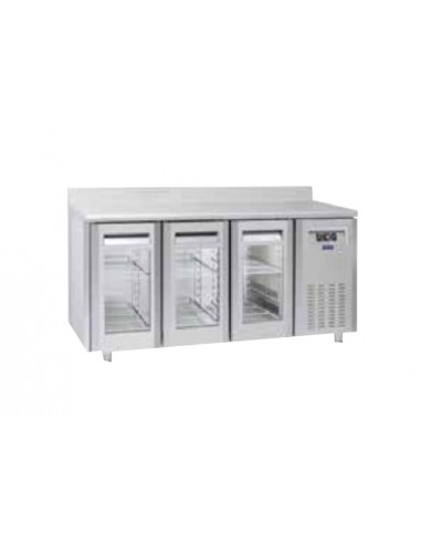 Mesa refrigerada - Tropicalizada - No Grupo - N. 3 puertas de cristal - Alzatina - cm 181.5 x 70 x 95h