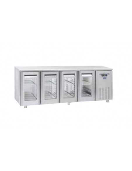 Refrigerated table - Tropicalized - No Group - N. 4 glass doors - cm 225.5 x 70 x 85h