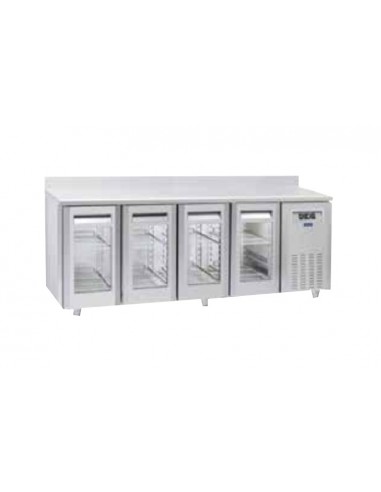 Mesa refrigerada - Tropicalizada - No grupo - N. 4 puertas de cristal - Alzatina - cm 225.5 x 70 x 95h