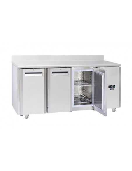 Tropicalized freezer table - N. 3 doors - Splashback - cm 165.5 x 70 x 95 h