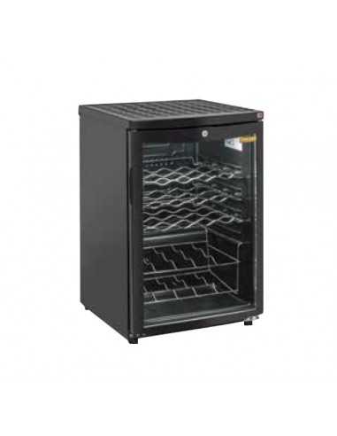 Refrigerated display case for wine - Capacity liters 85 - Black - Roll -Bond - LED light - cm 50.5 x 59 x 78.5h