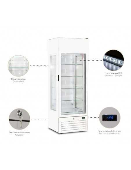 Freezer Display Case for Ice Cream and Frozen Foods - Capacity 446 Lt - cm 68 x 70.5 x 200 h