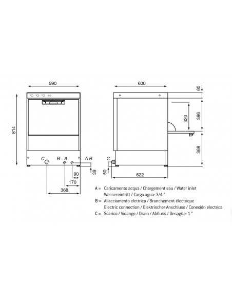 Lavapiatti - With pump - Basket cm 50 x 50 - cm 59 x 60 x 81.4 h