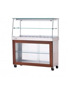 Vetrina calda con vetro dritto e vano a giorno - cm 130 x 70 x 135h