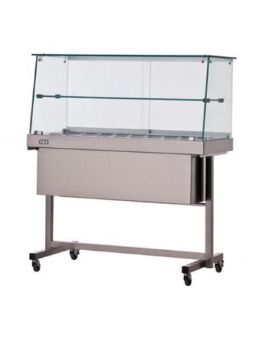 Hot showcase - Trolley - shelf - Straight glass - cm 65 x 40 x 135h