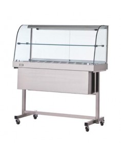 Vetrina calda con vetri curvi - Carrello e mensola - cm 120 x 53 x 140h