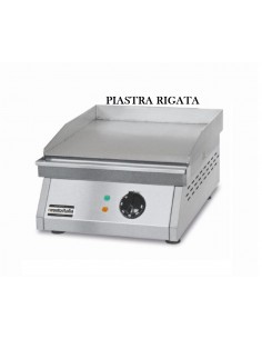 Fry top elettrico con piano rigato cm 39.5 x 40 in acciaio
