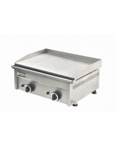Fry top a gas con piano rigato in acciaio cm 60x40