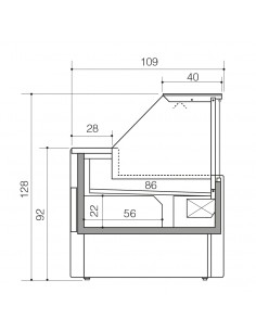 Food counter with straight glass - Ventilated with cell - cm 300 x 109 x 128 h 2