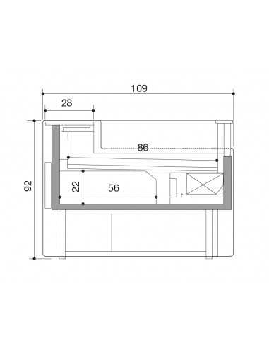 Self-service food counter - Ventilated with cell - cm 250 x 109 x 92 h