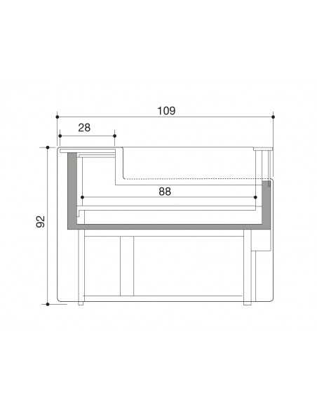 Mostrador de comida autoservicio - Ventilado con celda - cm 300 x 109 x 92 h