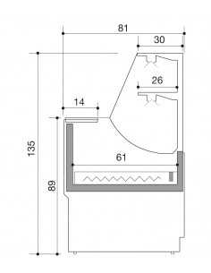 Banco alimentare - Vetro retto - Caldo max +60 °C -... 2